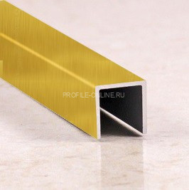Алюминиевый П-профиль 10х10 мм П-10х10 золото глянец браш 2,7 м