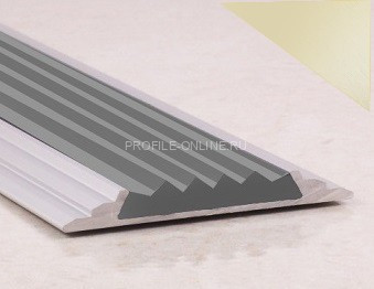 Противоскользящий порог алюминиевый с резиной 46 мм ПО-46 бронза матовая-серый 2,7 м