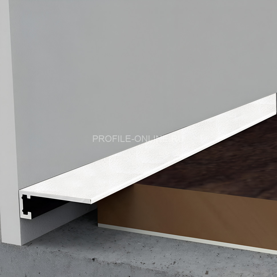 Микроплинтус из алюминия щелевой 6х20 мм Диал МП-6-3м 2336 белый муар RAL 9016 3 м