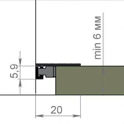 Микроплинтус из алюминия щелевой 6х20 мм Диал МП-6-3м 2336 белый муар RAL 9016 3 м
