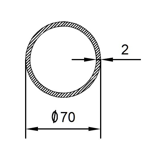 Алюминиевая труба 70х2 мм 3 м