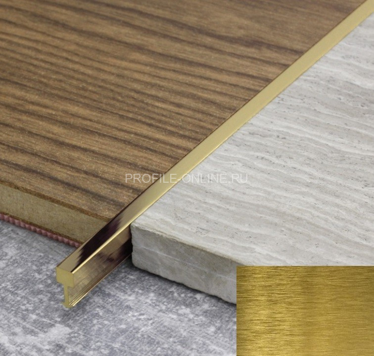 Латунный Т-профиль вставка-разделитель AD 150 OS 15х4,5 шлифованный 2,7м