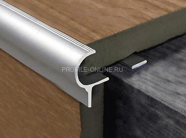 Алюминиевый профиль F-образный 10 мм с рифлением округлый PV50-02 серебро матовое 2,7 м