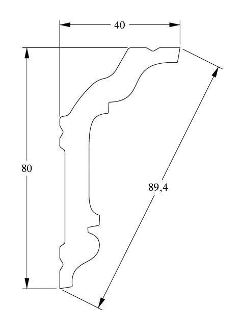 Потолочный плинтус Orac Decor Duropolymer CX176 белого цвета из полистирола 80х40 мм 200 см