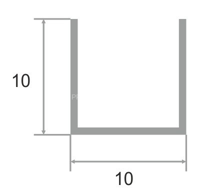 Алюминиевый П-профиль 10х10 мм П-10х10 серебро глянец 2,7 м