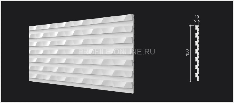 Отделочная стеновая декоративная панель 3D 150х10х3000 мм Decor-Dizayn DD930(3m) из полистирола белая, под покраску 3 м
