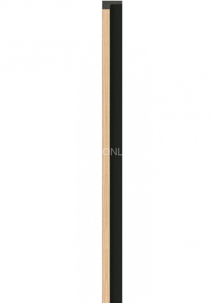 Левая планка-рейка для стеновой реечной панели VOX LINERIO S-LINE дерево на черном фоне 2650х28х12 мм