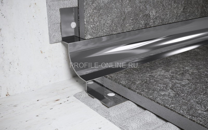 Нержавеющий профиль стальной для внутренних углов закладной округлый 15 мм FWM 15 P полированная сталь 270 см