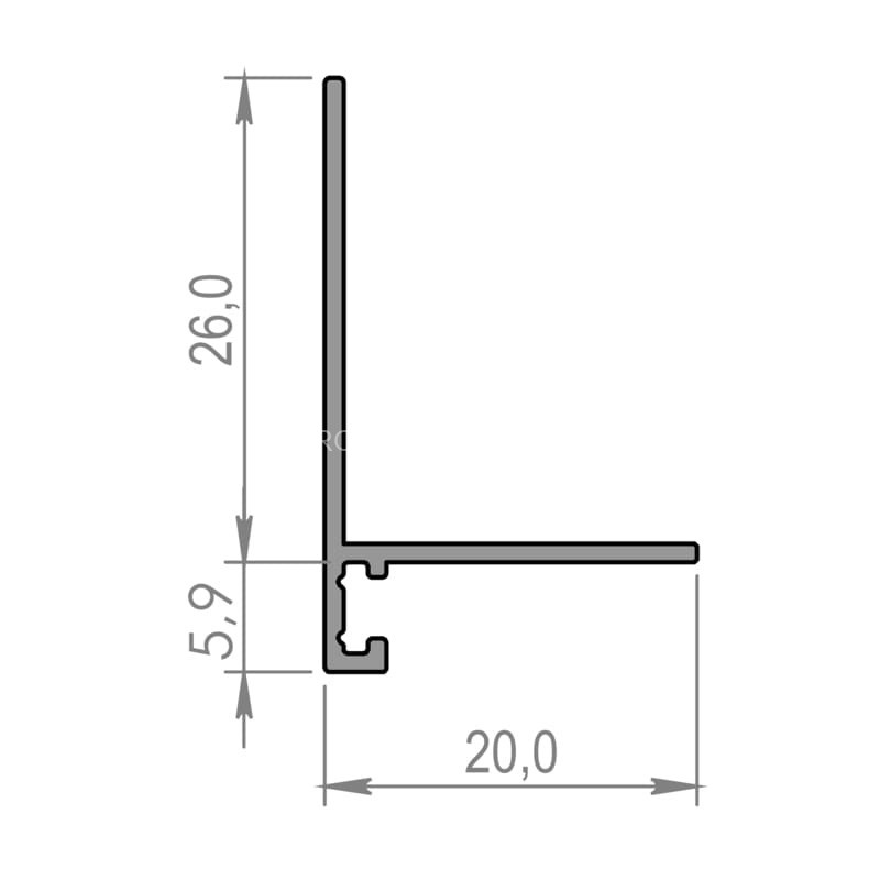 Микроплинтус из алюминия щелевой с заходом на стену 20х32 мм Диал МП-32-2м 2334 шампань 2 м