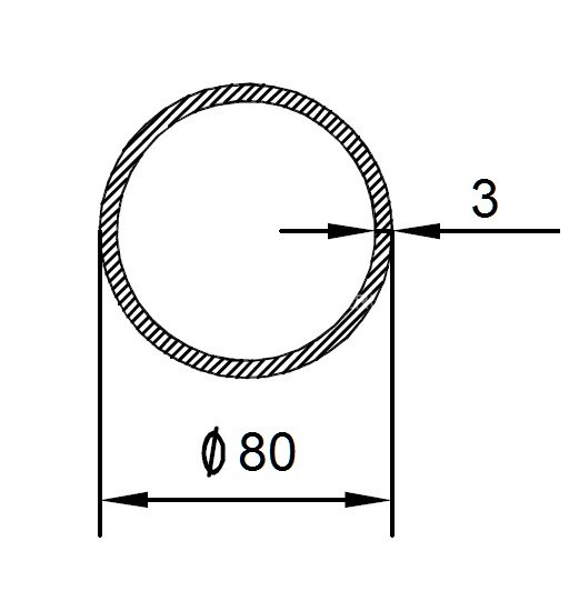 Алюминиевая труба 80х3 мм 3 м