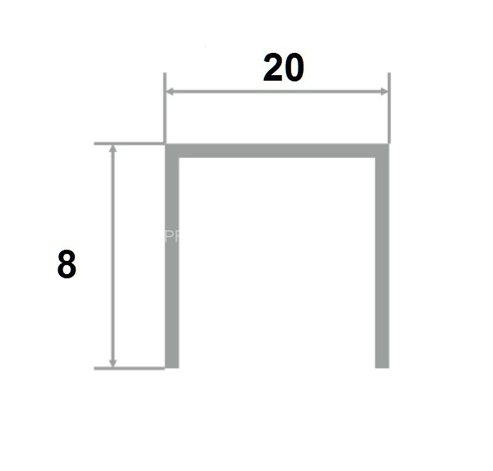 Латунный П-профиль PU 208 OC 8х20х8 хром 2,7м