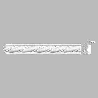Молдинг с рисунком витой рельеф с равномерной спиралью DECOMASTER 98070F гибкий Flexible (26х11х2400мм) из полиуретана, белый под покраску
