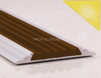 Противоскользящий порог алюминиевый с резиной 46 мм ПО-46 золото глянец-коричневый 2,7 м