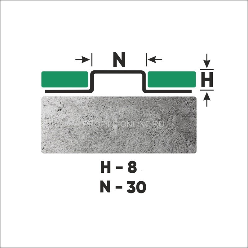 Нержавеющий П-профиль стальной закладной 8х30 мм FUM 8х30 S сатинированная сталь 270 см
