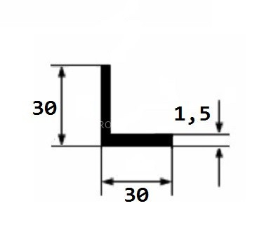 Уголок алюминиевый 30х30х1,5 мм равнополочный серебро 3 м