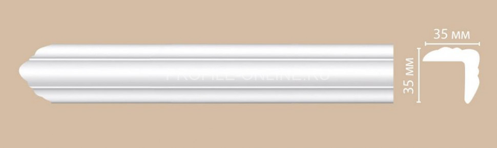Молдинг гладкий DECOMASTER 96205 (35x35x2400) из полиуретана, белый под покраску