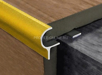 Алюминиевый профиль F-образный 10 мм с рифлением округлый PV50-04 золото матовое 2,7 м