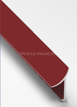 Алюминиевый внутренний угол для плитки закладной 10 мм PV30-30 бордовый Ral 3011 2,7 м