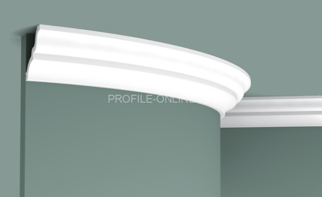 Гибкий потолочный плинтус Orac Decor Purotouch C325F белого цвета из полиуретана 70х65 мм 200 см