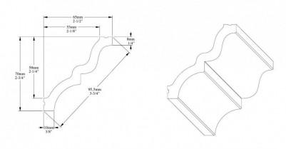 Гибкий потолочный плинтус Orac Decor Purotouch C325F белого цвета из полиуретана 70х65 мм 200 см