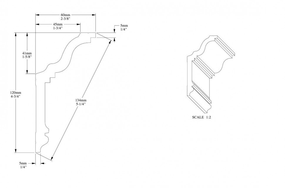 Потолочный плинтус Orac Decor Duropolymer CX192 белого цвета из полистирола 120х60 мм 200 см