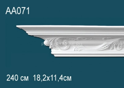 Потолочный плинтус с рисунком Перфект AA071 белый из полиуретана 114х182х215 мм 240 см