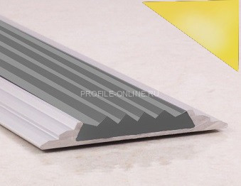 Противоскользящий порог алюминиевый с резиной 46 мм ПО-46 золото глянец-серый 2,7 м