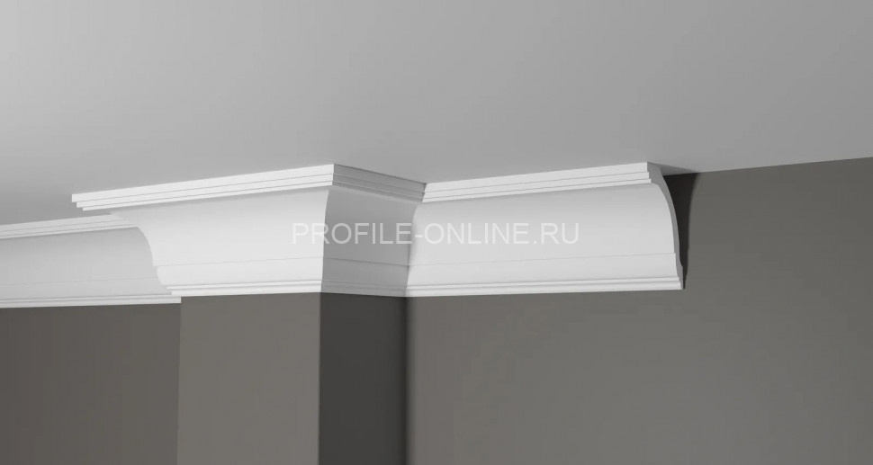 Декоративный плинтус для потолка 100х77 мм Decor-Dizayn DD08 полистирол белый, под покраску 2 м