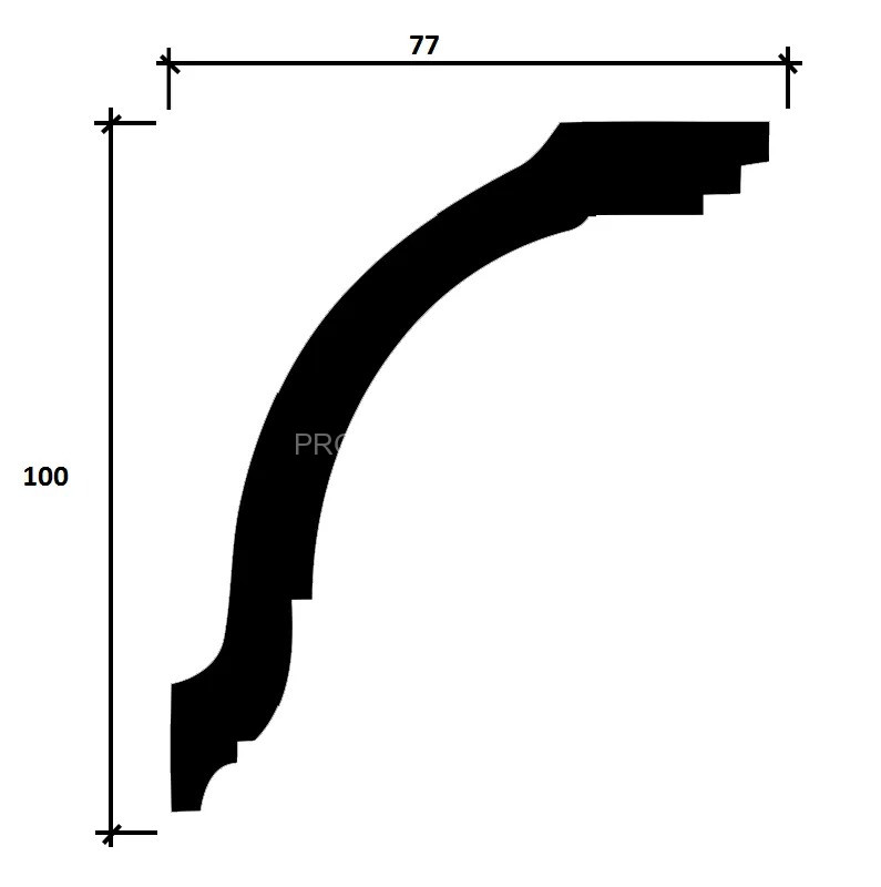 Декоративный плинтус для потолка 100х77 мм Decor-Dizayn DD08 полистирол белый, под покраску 2 м