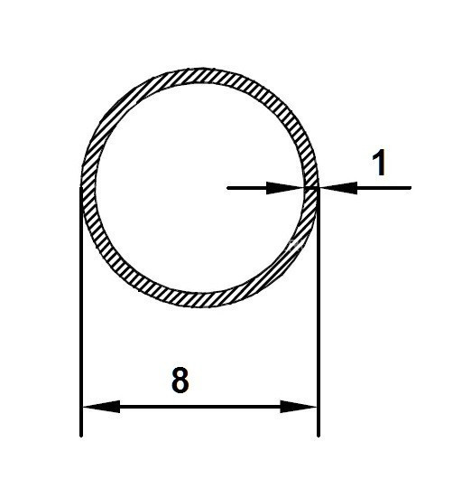 Труба алюминиевая 8х1 мм серебро 3 м