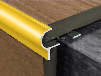 Алюминиевый профиль F-образный 10 мм с рифлением округлый PV50-05 золото блестящее 2,7 м