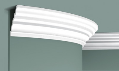 Гибкий потолочный плинтус Orac Decor Purotouch C326F белого цвета из полиуретана 105х90 мм 200 см