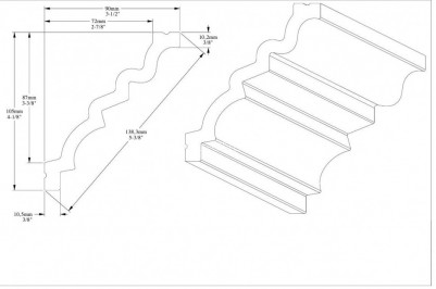 Гибкий потолочный плинтус Orac Decor Purotouch C326F белого цвета из полиуретана 105х90 мм 200 см