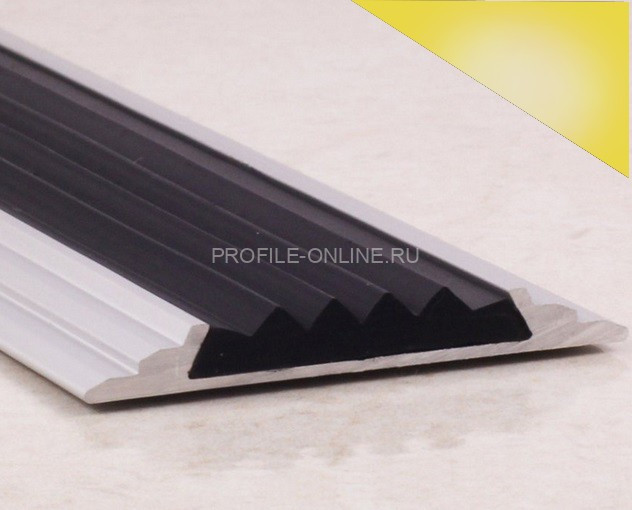 Противоскользящий порог алюминиевый с резиной 46 мм ПО-46 золото глянец-черный 2,7 м