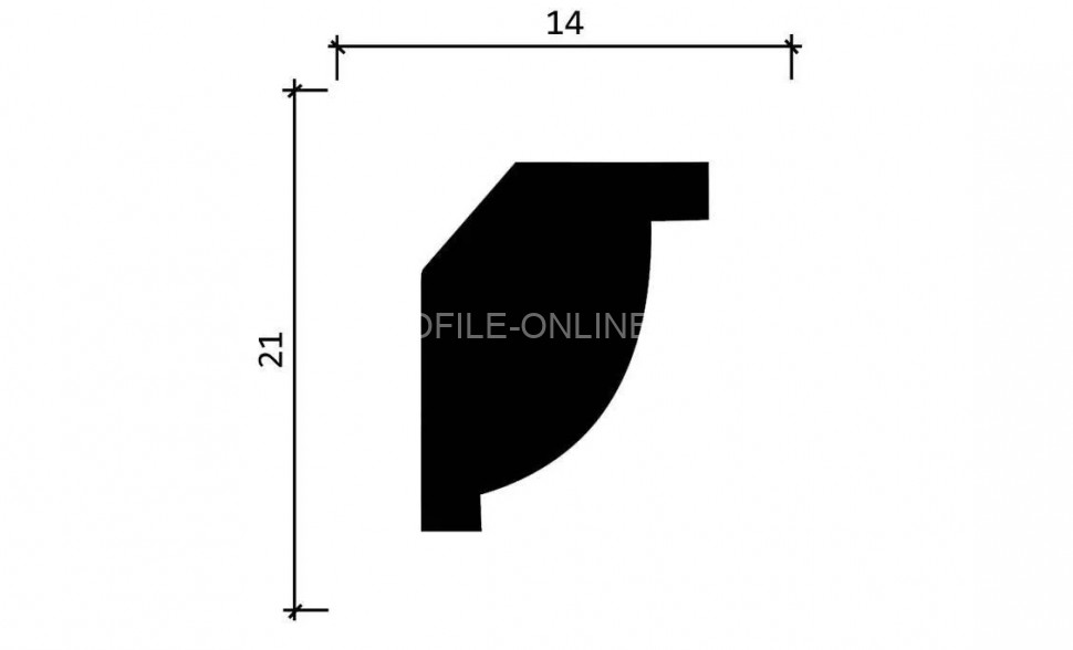 Декоративный плинтус для потолка 21х14 мм Decor-Dizayn DD09 полистирол белый, под покраску 2 м