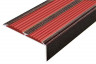 Алюминиевый противоскользящий угловой порог 70х22 мм с резиновыми вставками АУ-70-Антик медь-красный 3 м