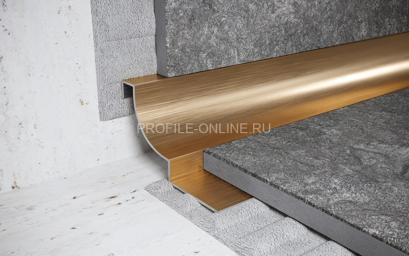 Нержавеющий профиль стальной для внутренних углов закладной округлый 15 мм FWR 15 GS золото сатинированное 270 см