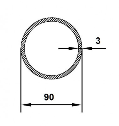 Труба алюминиевая 90х3 мм 3 м