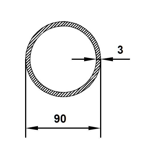 Труба алюминиевая 90х3 мм 3 м