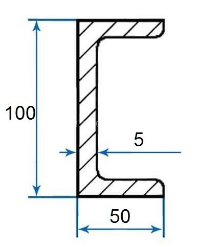 Алюминиевый П-профиль 50х100х50х5 мм 3м (швеллер)
