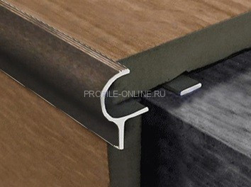 Алюминиевый профиль F-образный 10 мм с рифлением округлый PV50-06 бронза матовая 2,7 м