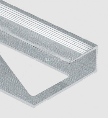 Алюминиевый П-профиль окантовочный с рифлением Panel L для ламината 12 мм PV45-03 серебро блестящее 2,7 м