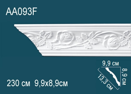 Гибкий потолочный плинтус с рисунком Перфект AA093F белый из полиуретана 89х133х99 мм 230 см