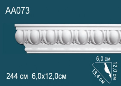 Потолочный плинтус с рисунком Перфект AA073 белый из полиуретана 120х134х60 мм 244 см