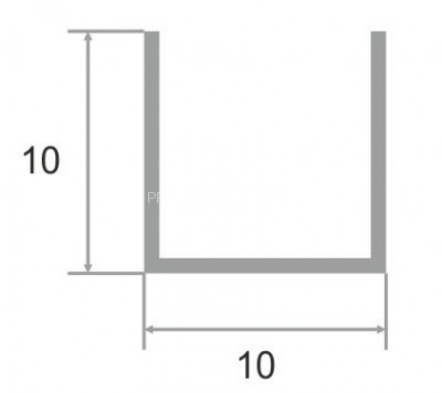 Алюминиевый П-профиль 10х10 мм П-10х10 черный глянец браш 2,7 м