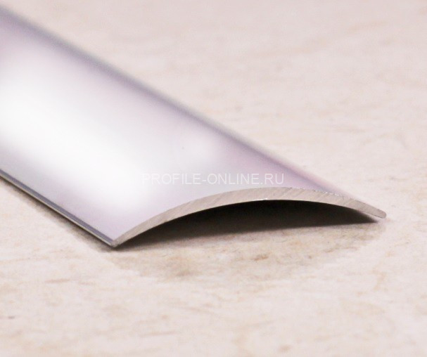 Одноуровневый порог алюминиевый 20 мм ПО-20 серебро глянец 2,7 м
