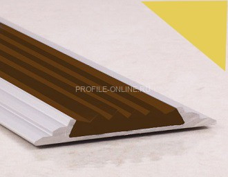 Противоскользящий порог алюминиевый с резиной 46 мм ПО-46 золото матовое-коричневый 2,7 м