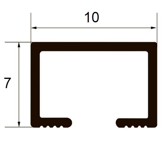 Алюминиевый П-образный профиль 7х10 Б-7 серебро матовое 3 м