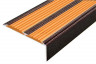 Алюминиевый противоскользящий угловой порог 70х22 мм с резиновыми вставками АУ-70-Антик медь-оранжевый 3 м