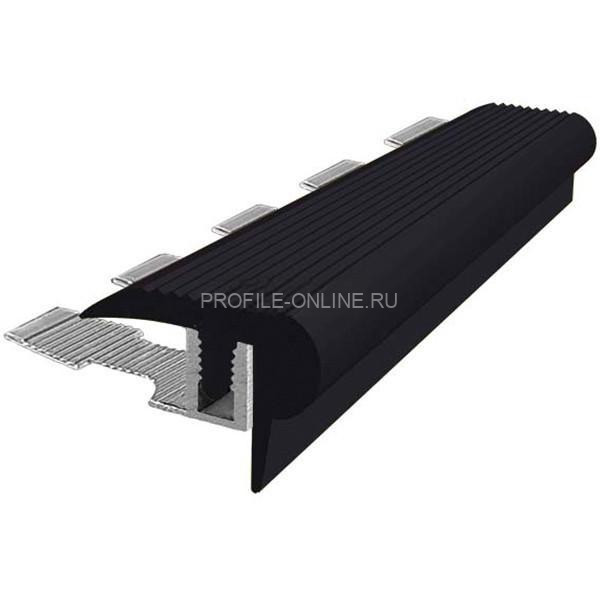 Закладной угловой профиль противоскользящий с резиновой вставкой Fm-10мм черный 2,7 м